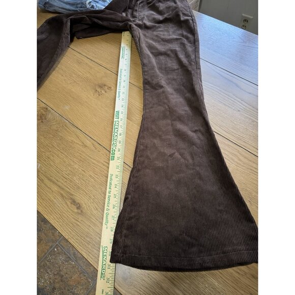 Forever 21 Corduroy Pants Women Size Medium Flared Leg Chocolate Boho Hippie NWT - Picture 5 of 16